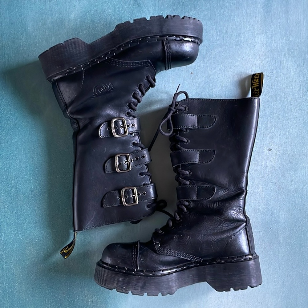 Dr. Martens Vintage 3A26 3 Strap 14 Eye Leather Boots Made In England UK 6 US 8 - Picture 2 of 15